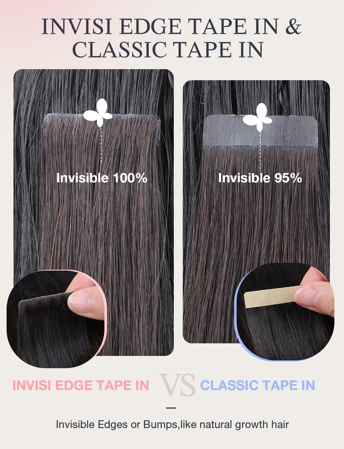 Doores Invisi Edge Human Hair Tape In Extensions 18 Inch Dark Brown To Dirty