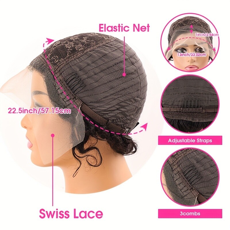 Short 6″ Curly Human Hair Lace Front Wig for Women 13×1 Lace Human Hair Afro Wig