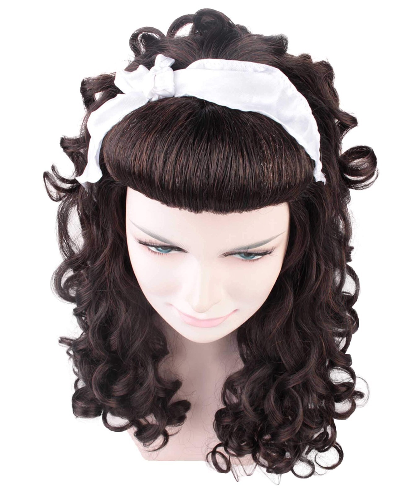 60s Homemaker Womens Dk. Brown Vintage Wig Premium Breathable Capless Cap HW-147