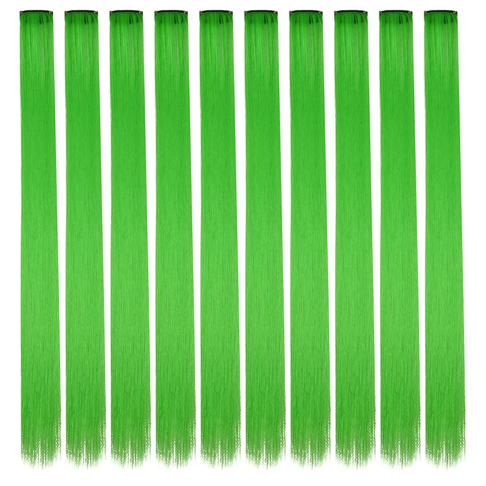 10PCS Colored Clip in Hair Extensions 18 Inches Ombre Straight Synthetic