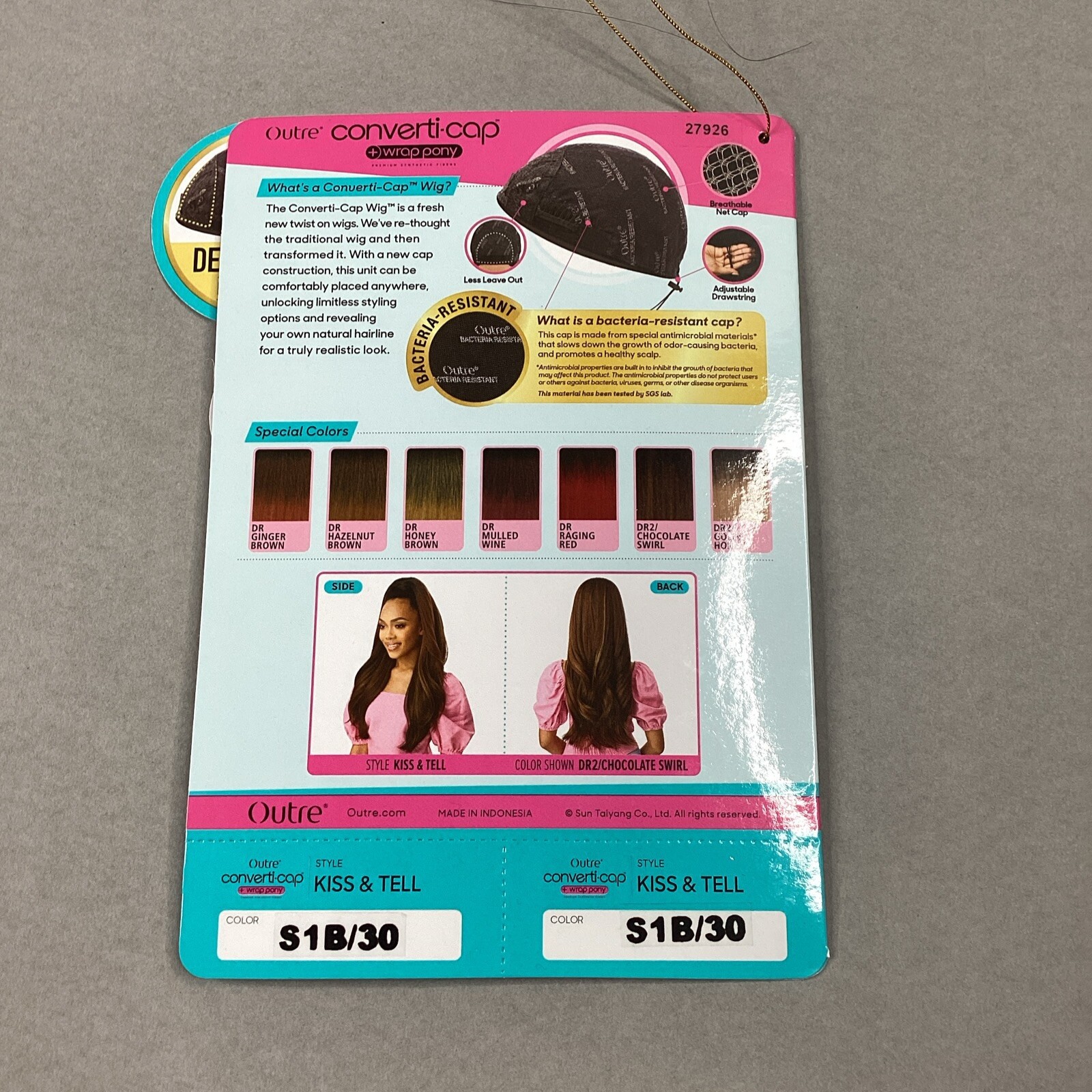 Converti-Cap + Wrap Pony Kiss & Tell #S1B/30 Black Brown Premium Synthetic Wig