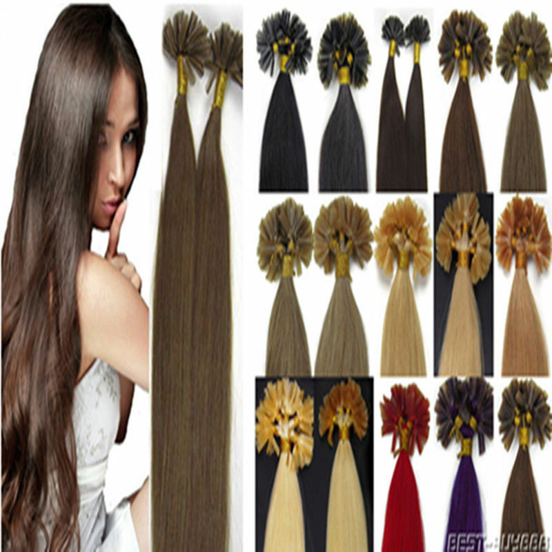 Keratin U Tip Hair Extensions Human Hair Pre Bonded Fusion Remy Hair 16-26inch