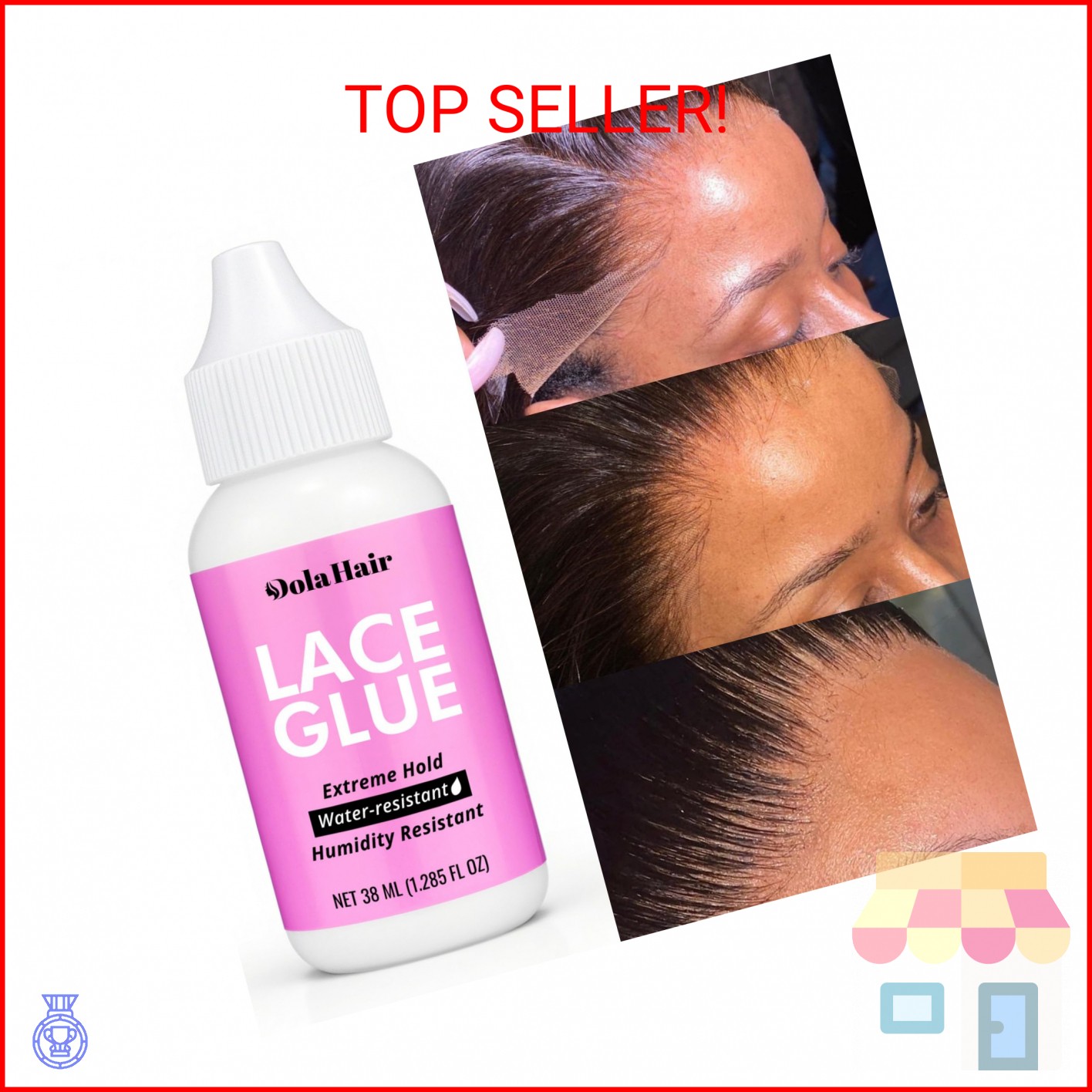 Dolahair Extreme Hold Lace Glue for Wigs, Waterproof, Invisible Bonding, 1.285 O