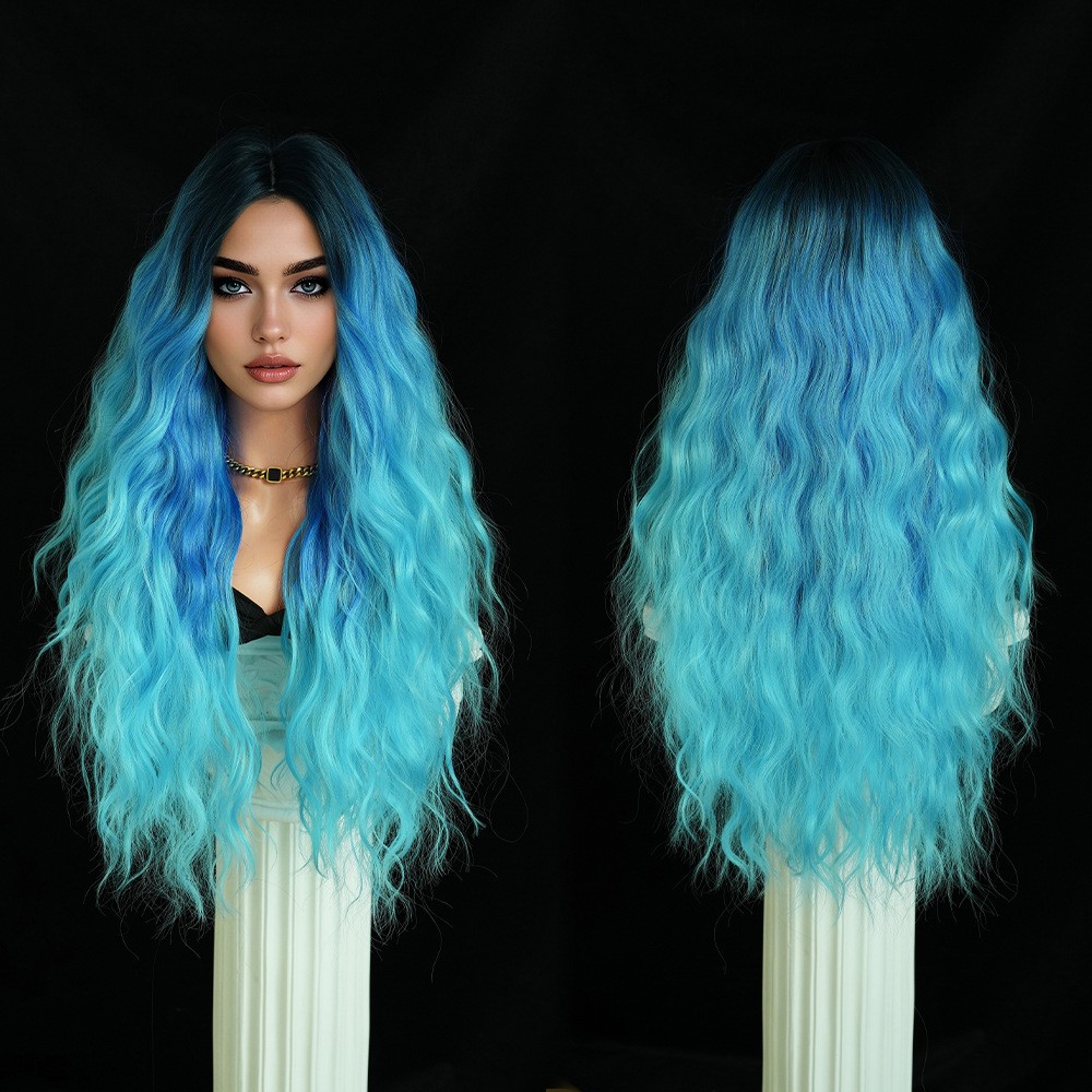 Multiple Colors Available Middle Part Long Wavy Full Head Synthetic Wig For
