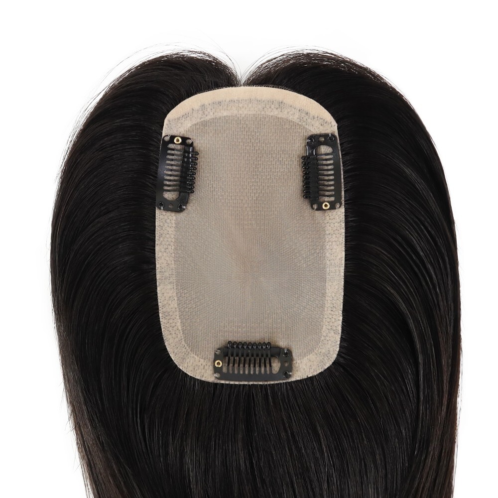 Women Topper Silk Top Human Cuticle Remy Hair Black Hair Top Pieces SP82#NC 16”