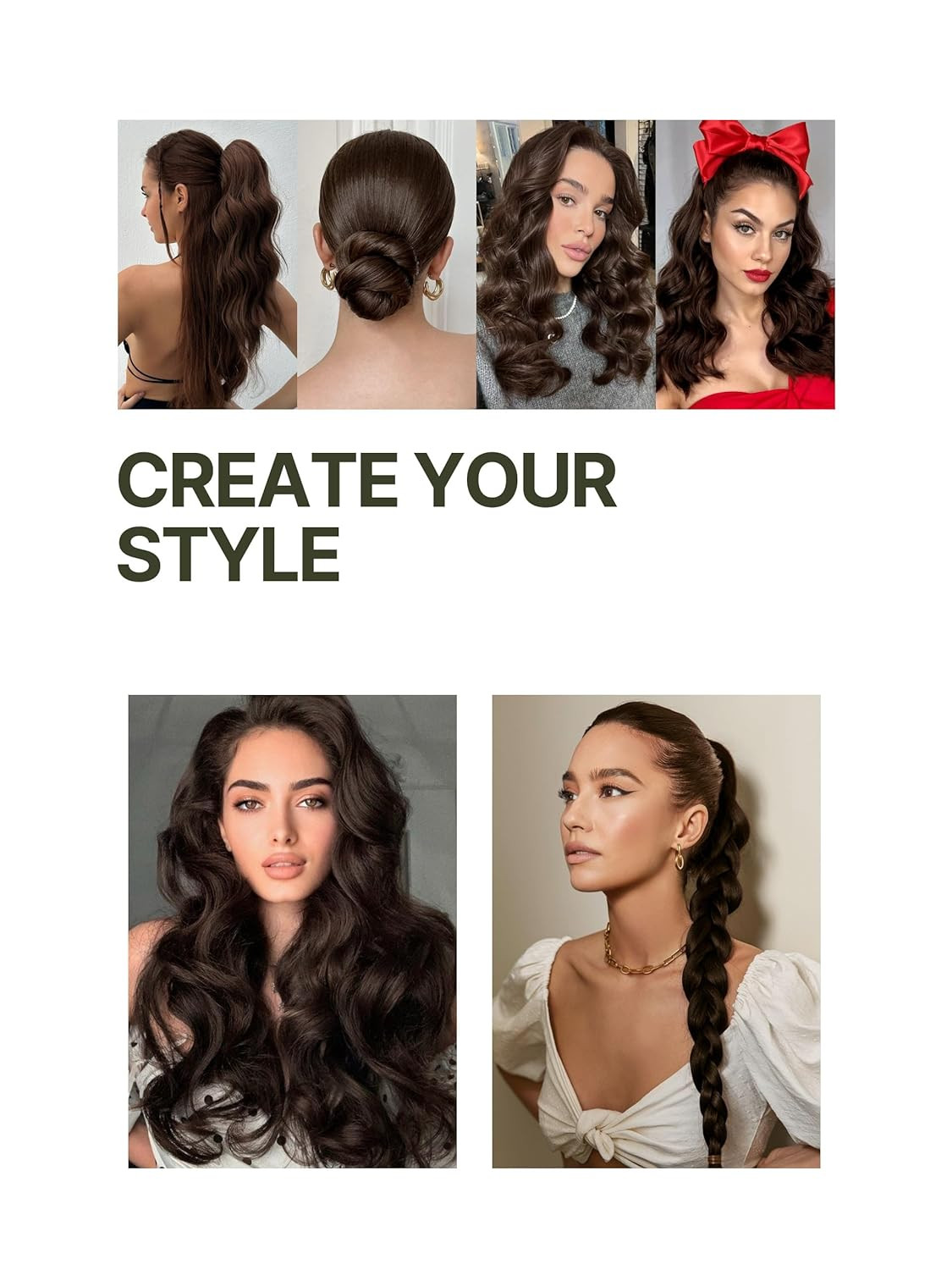 18″ Dark Brown Clip-In Human Hair Extensions, 7 Pieces, 110G
