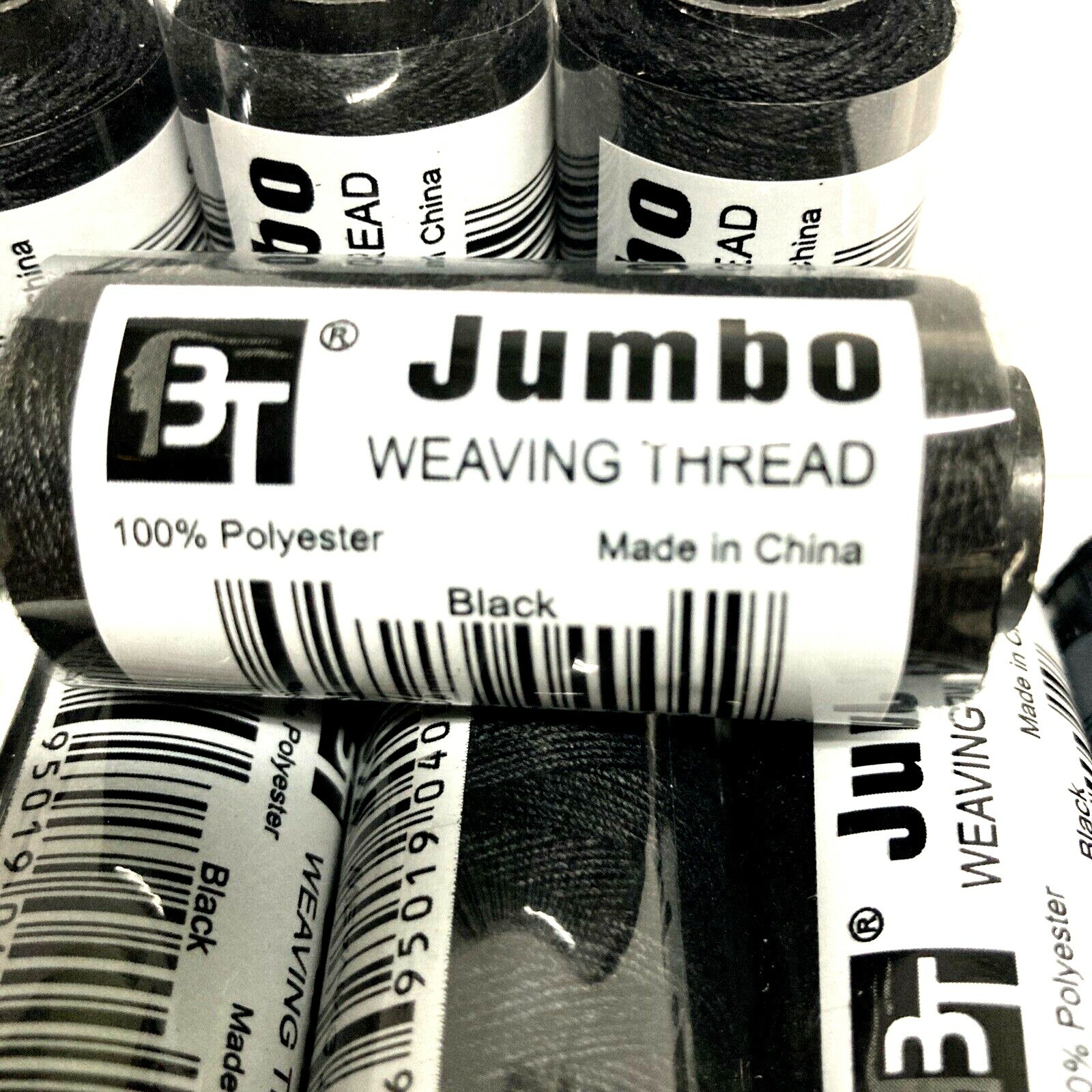 3 BLACK JUMBO WEAVING THREAD FOR WEFT HAIR BRAID EXTENSIONS ETC 100% POLYSTER.