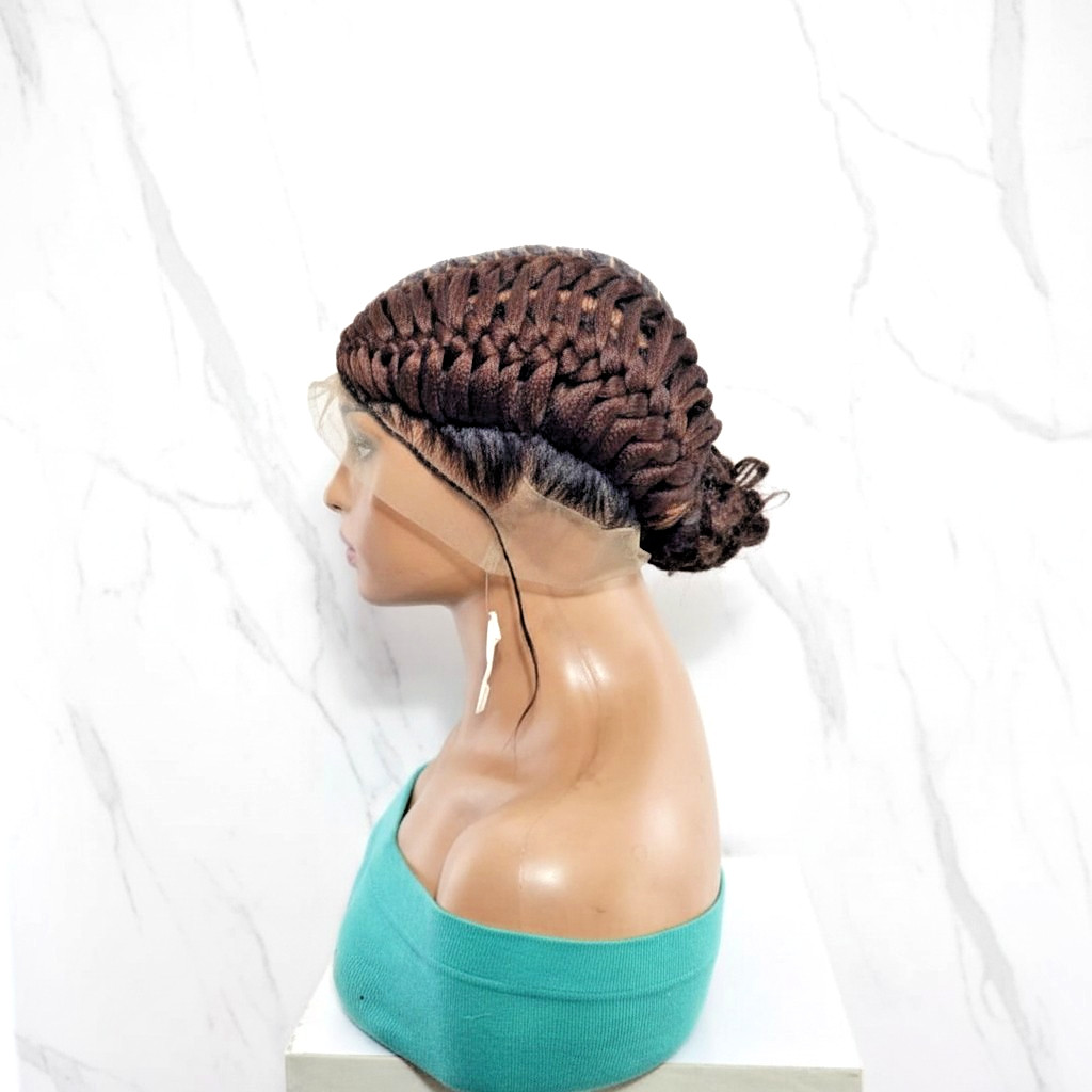 Braided Wig: Double Dutch Braids Braided Bun. Full Lace Cap, Baby Hair