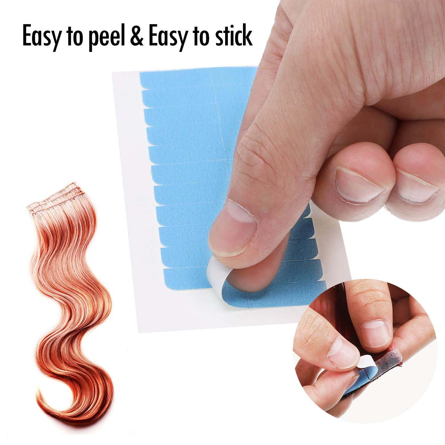 360 Pcs Blue Hair Extension Tape Tabs Bulk Double Sided Strong Adhesive Hair Tap