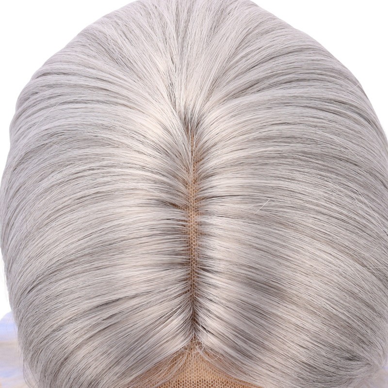 Women’s Wig Short Straight Hair Wigs Ladies Black Grey Full Wig+Wig Cap