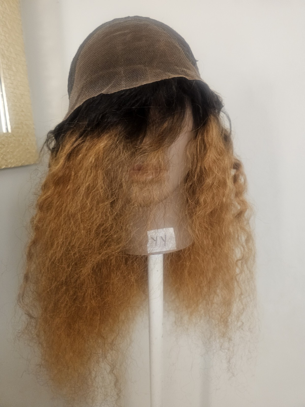High Quality regular Top Copper Brown 22″ curly 100% Virgin Human Hair Lace Wig