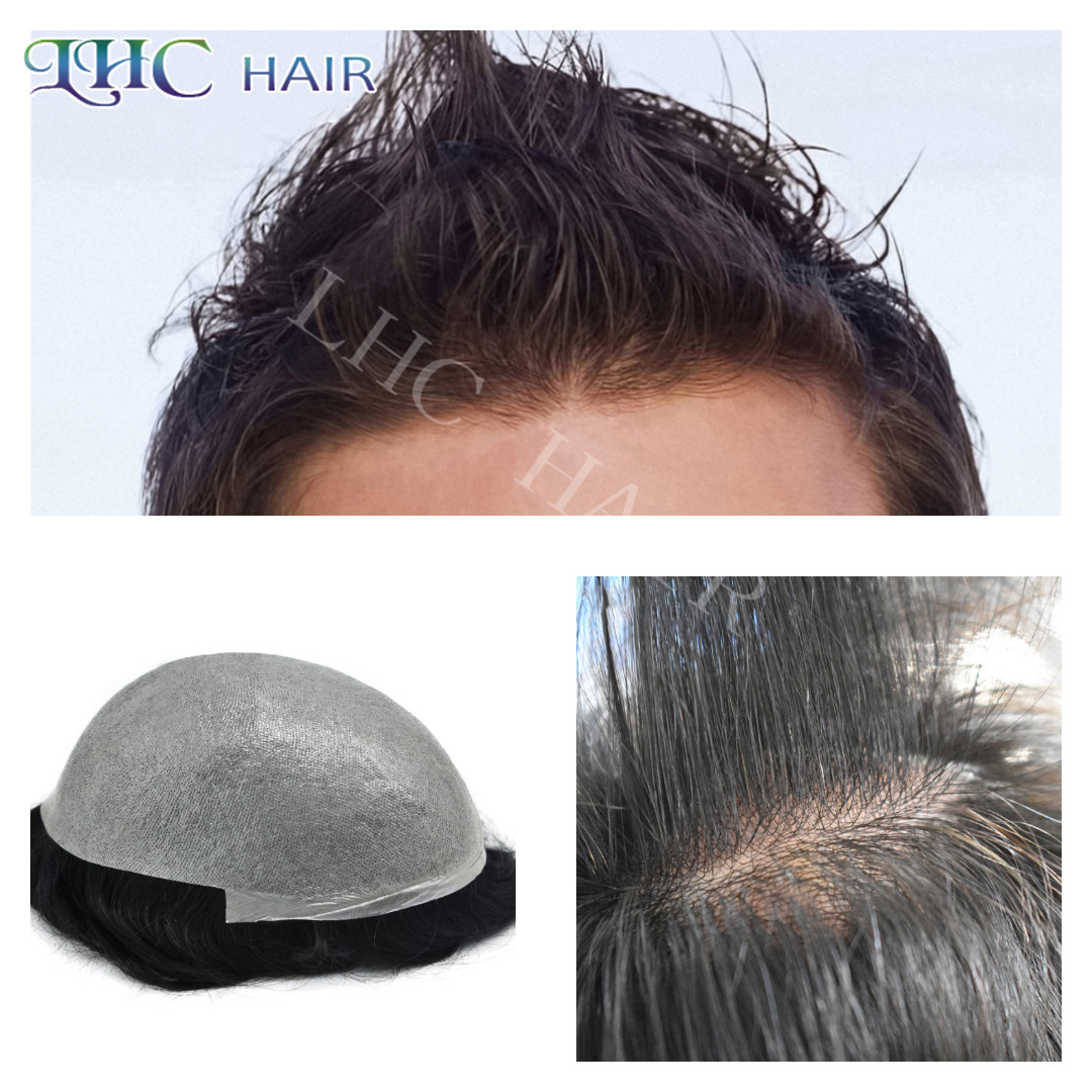 Invisible Ultra Thin Skin Mens Toupee Hair Replacement Poly Hairpiece PU System