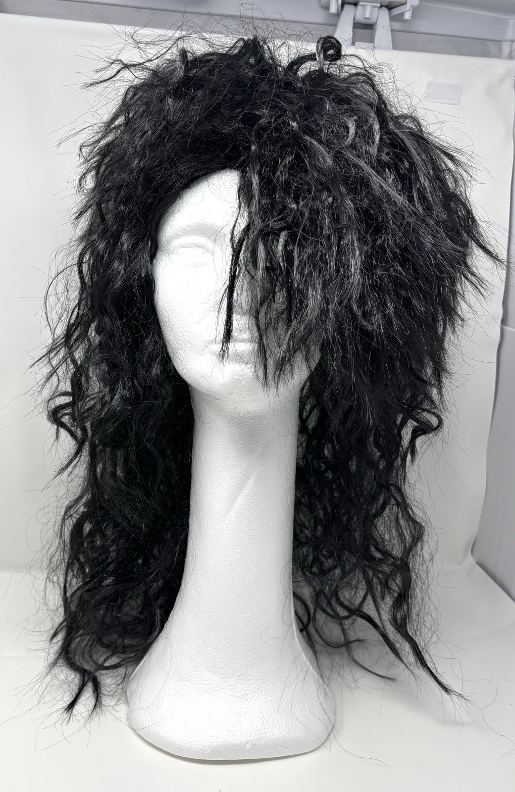 Punk Rock Long Messy Black Heavy Metal Hair Band Wig for 70’s 80’s Cosplay