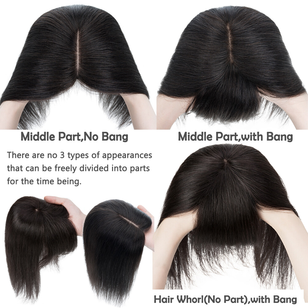 Clip in Top Piece 100% REAL Human Hair Topper Toupee Women’s Hairpiece Brunette