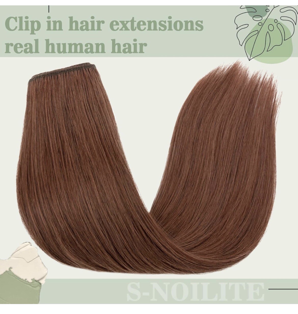 S-noilite Clip In Hair Extensions 100% Remy Human Hair Auburn -Length 16in – #33