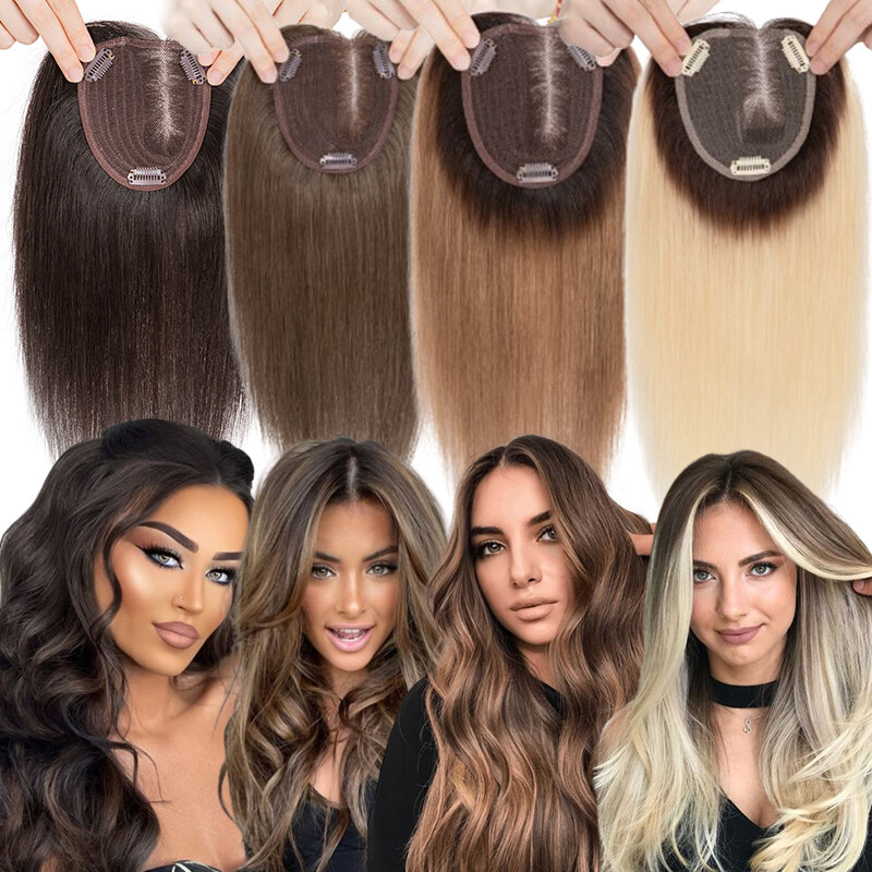 Handmade Silk Base Mono Cap Virgin Human Hair Topper Hairpiece Wigs Remy Toupees