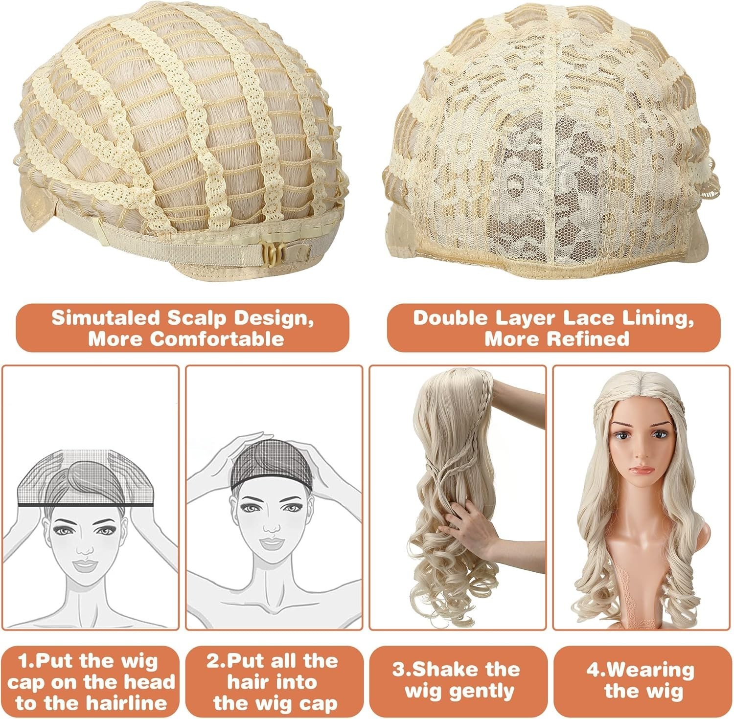 Enhon NEW 24″ Long Blond Wig w/Braid Costume Cosplay Party Halloween Princess