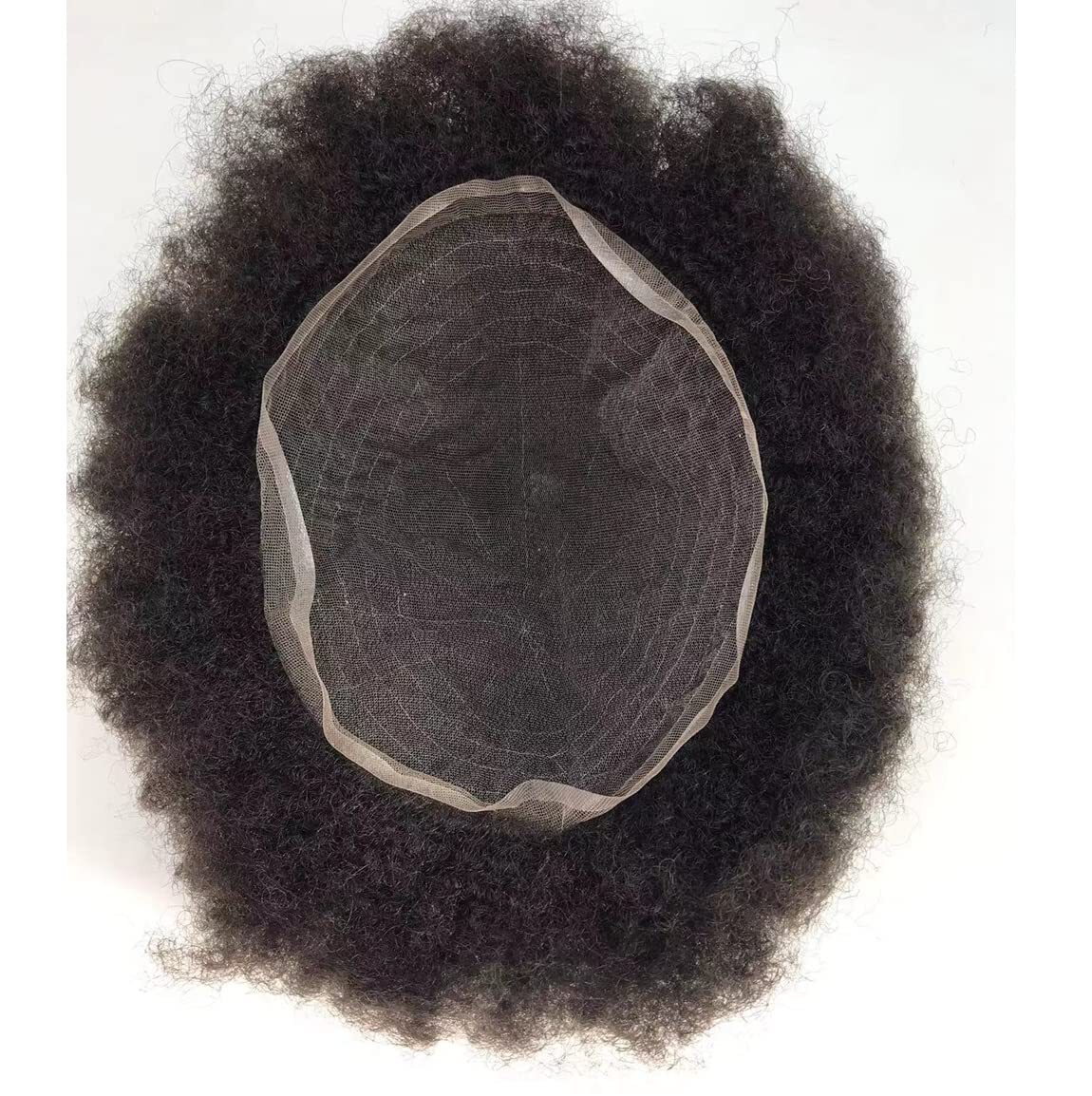 Afro Toupee For Black Men All Transparent Lace Curly 100%Human hair Weave system