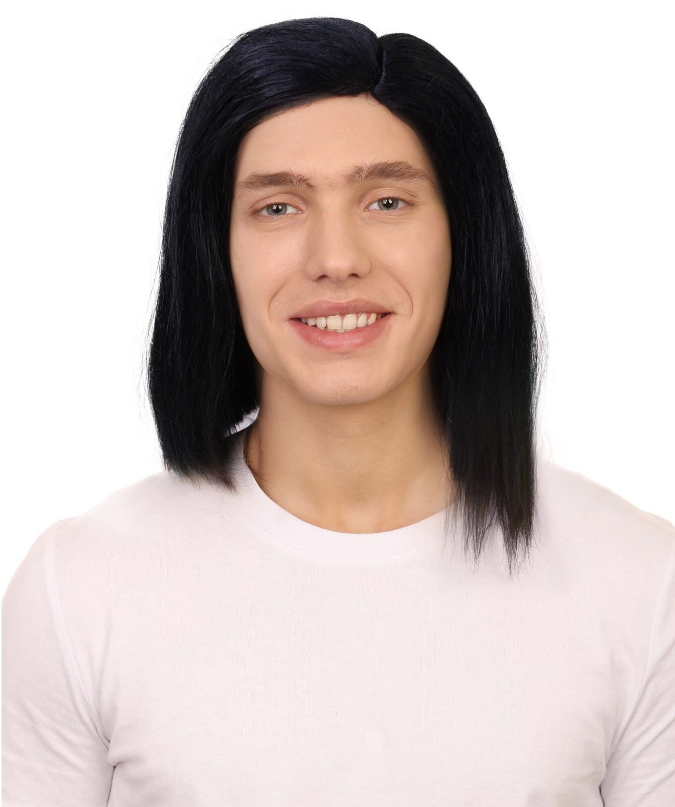 HPO Adult Men’s Black Middle-Parted Demon Hunter Anime Wig, HM-1640