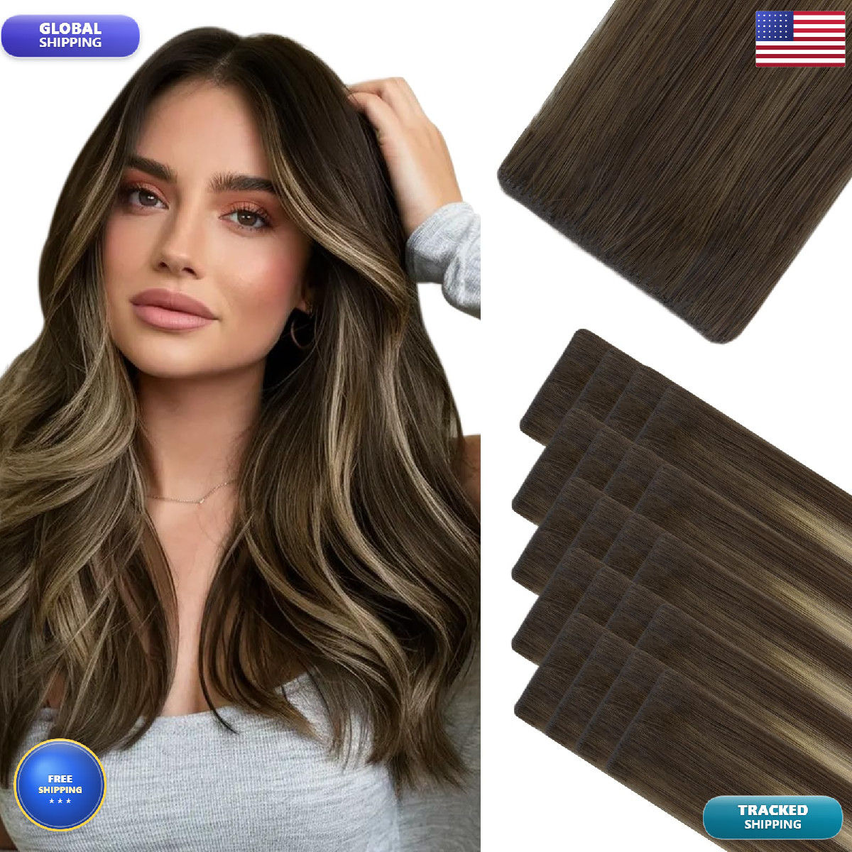 Hotbanana Invisi Edge Tape In Hair Extensions Human Hair 16Inch 50G 20Pcs