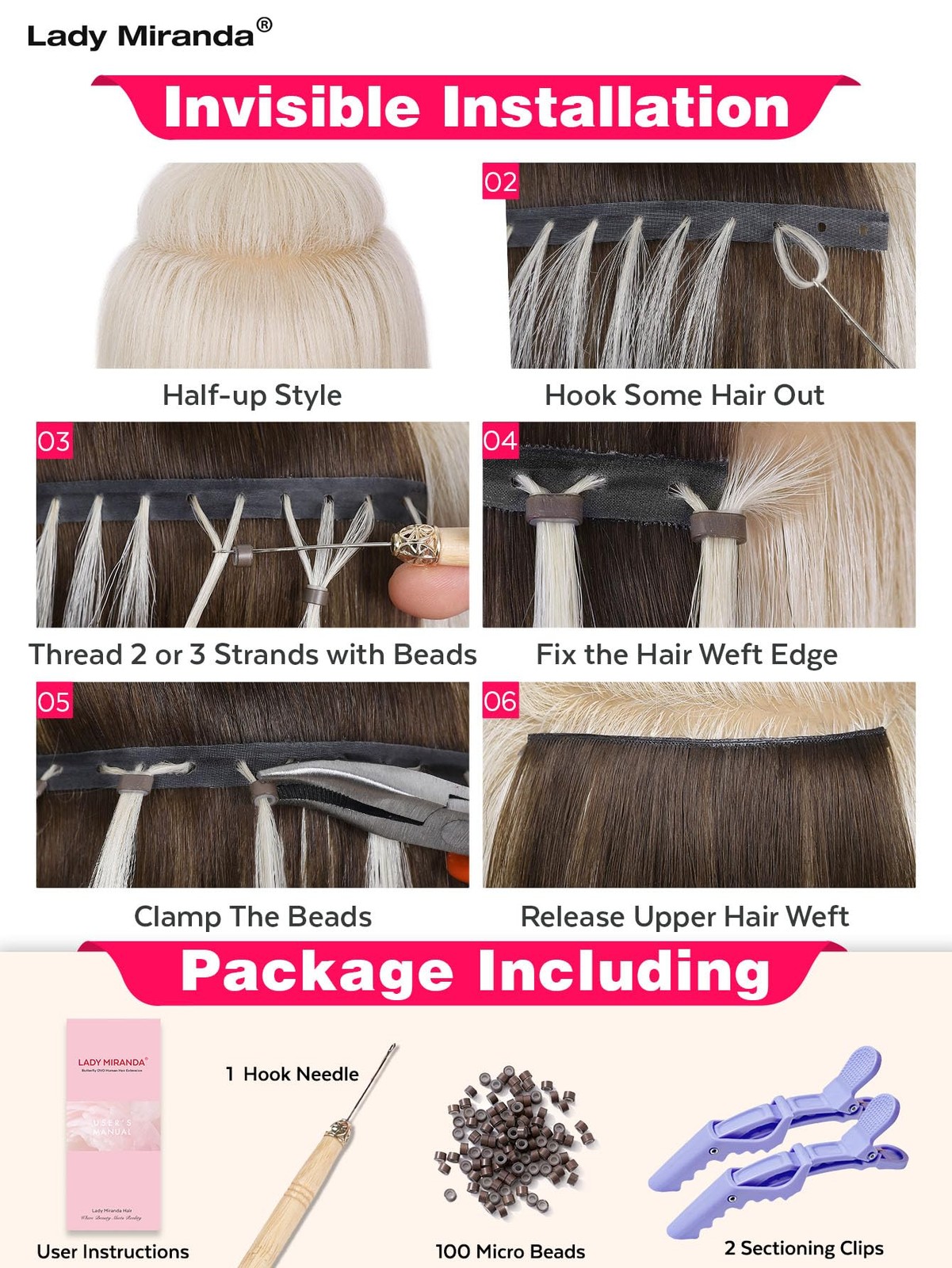 Lady Miranda 18 Inch 100G Butterfly Hair Extensions Real Human Hair Double