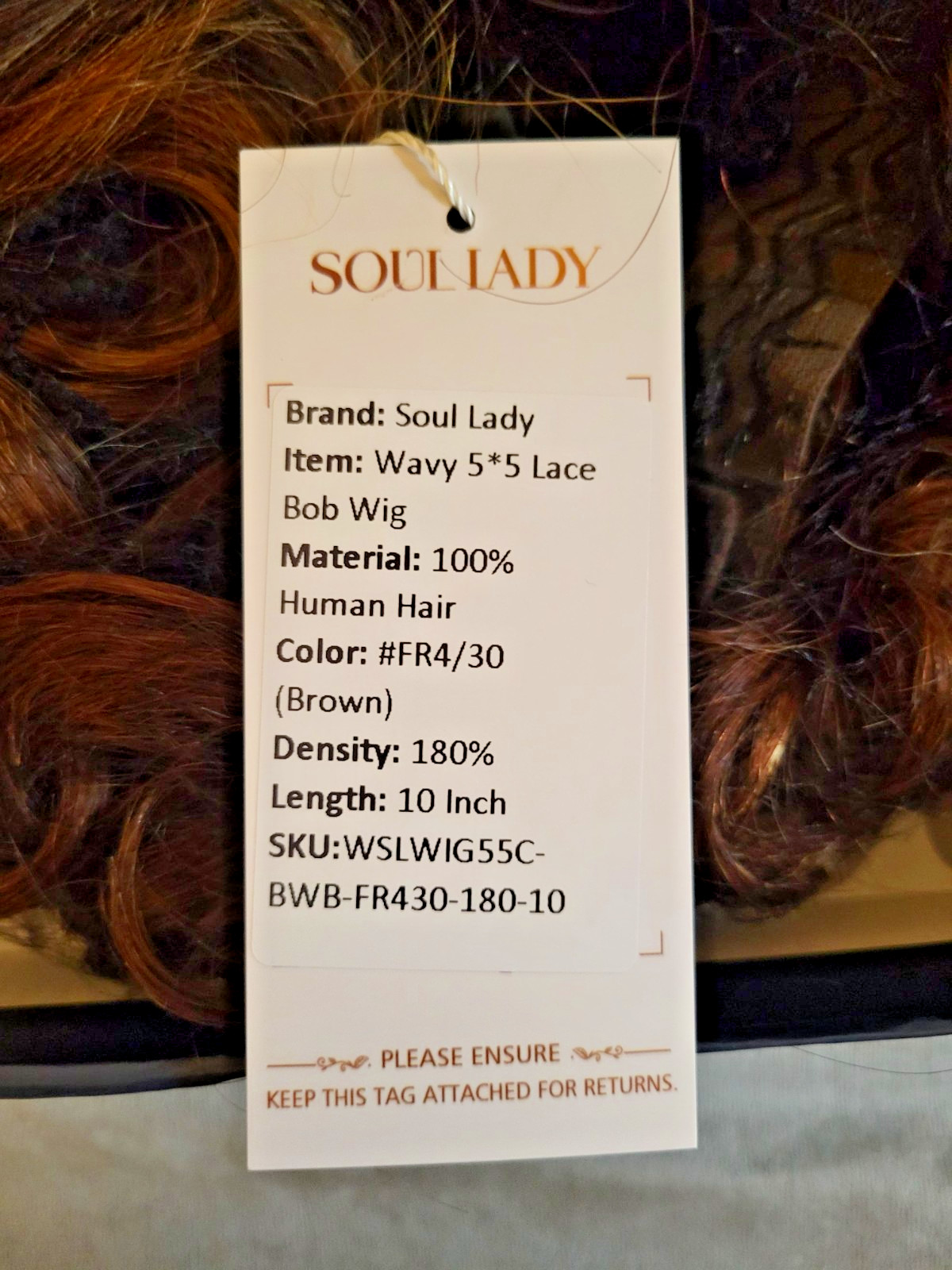 Soul Lady Wavy 5 5 Lace Bob Wig 100% Human Hair FR4/30 BROWN 180%