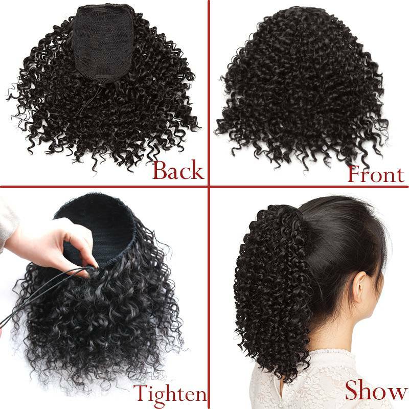 Extra Thick Curly Wavy Bun Drawstring Ponytail Hair Piece Extension Black Brown