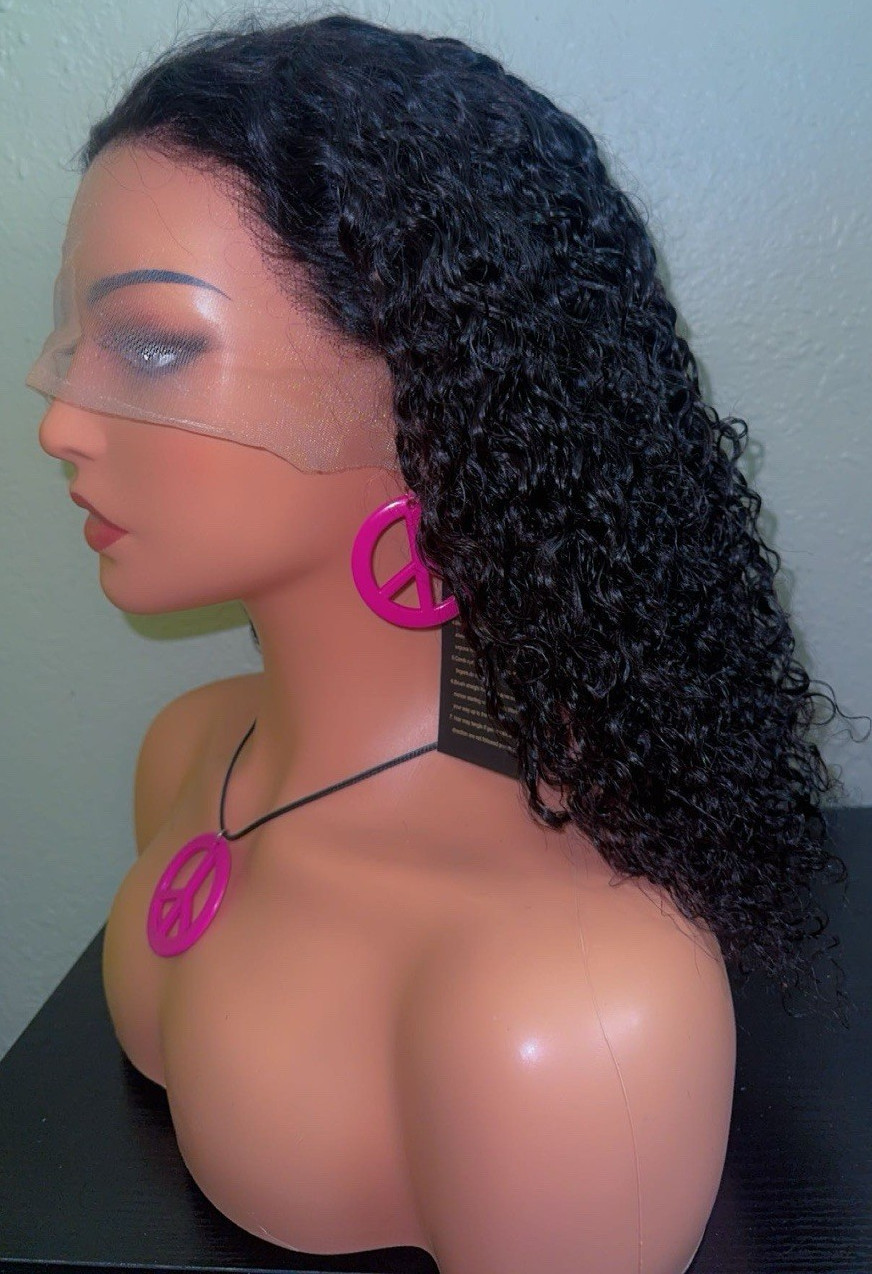 Women’s Adult Black Curly Wig Hairpiece, Curly Texture, Curly Hair Style