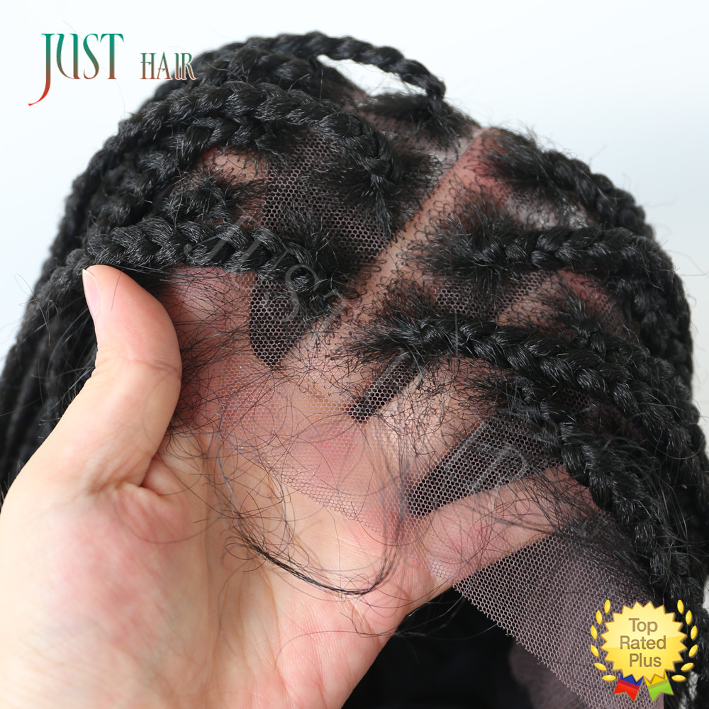 Box Braided Swiss Lace Front Wigs Cornrow Kanekalon Fiber Micro Twist Baby Hair