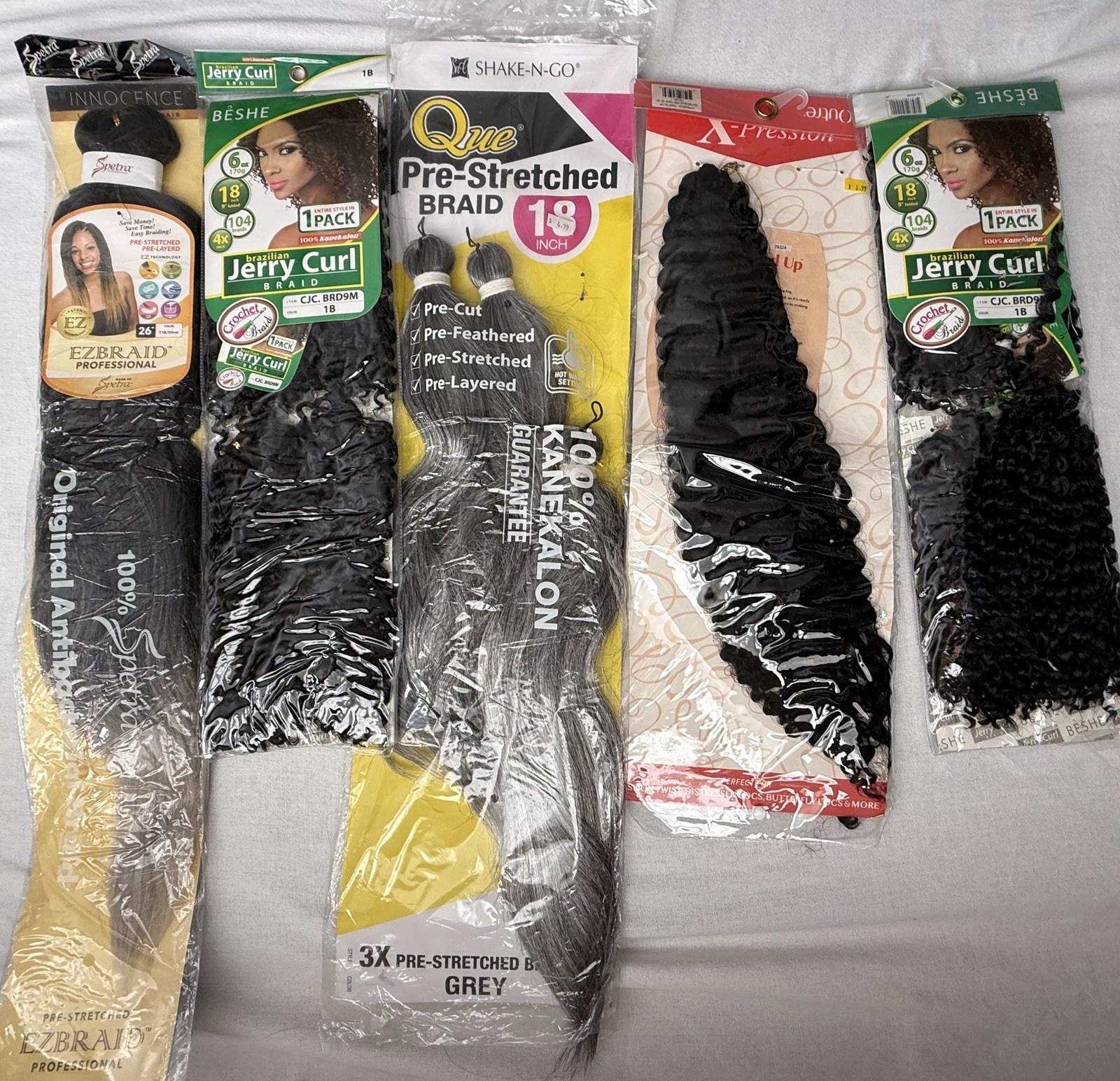 Hair Extensions Lot of 19 Packs Amazon, Jerry Curl, Freetress, Lots Of Gray