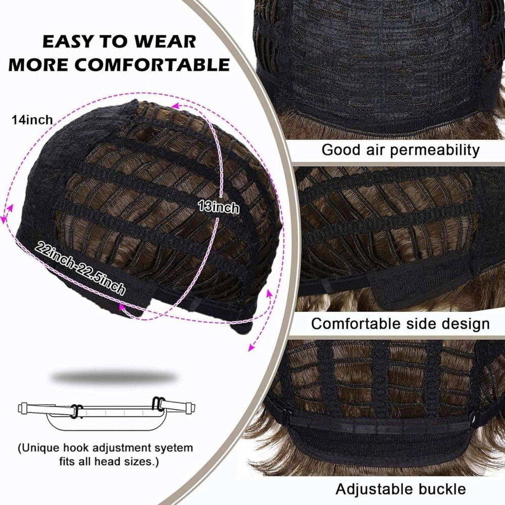 Men’s Short Straight Golden Brown Ombre Wig Heat Resistant Synthetic Daily Wear