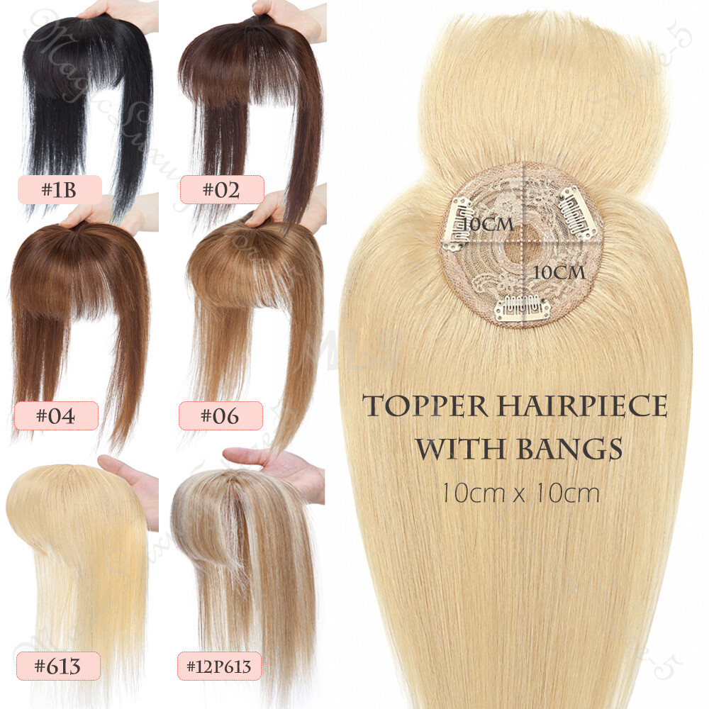 Clip In 100% Remy Human Hair Topper Hairpiece Toupee Silk Mono Base Women System