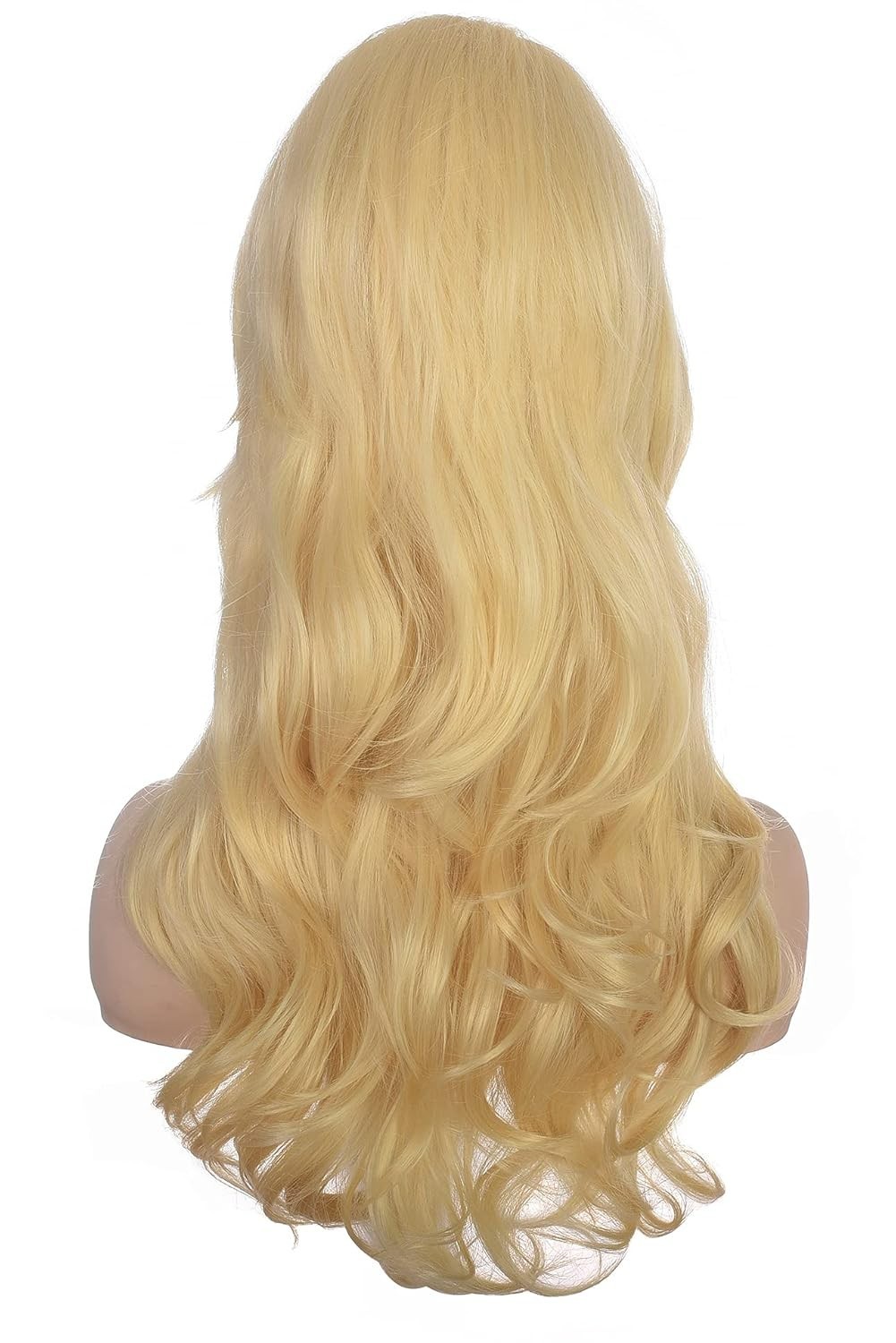 Women Blonde Beehive Wig Long Curly Wavy Bouffant Heat Resistant Synthetic Ha…
