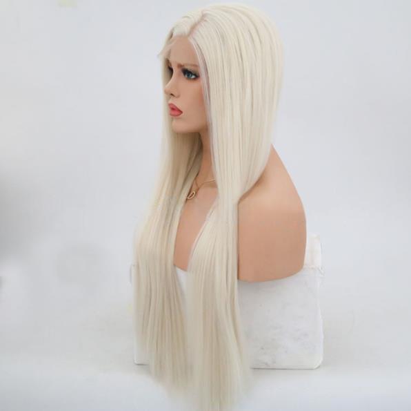 Platinum Blonde Lace Front Wigs for Women Long Straight Hair Heat Resistant Wigs