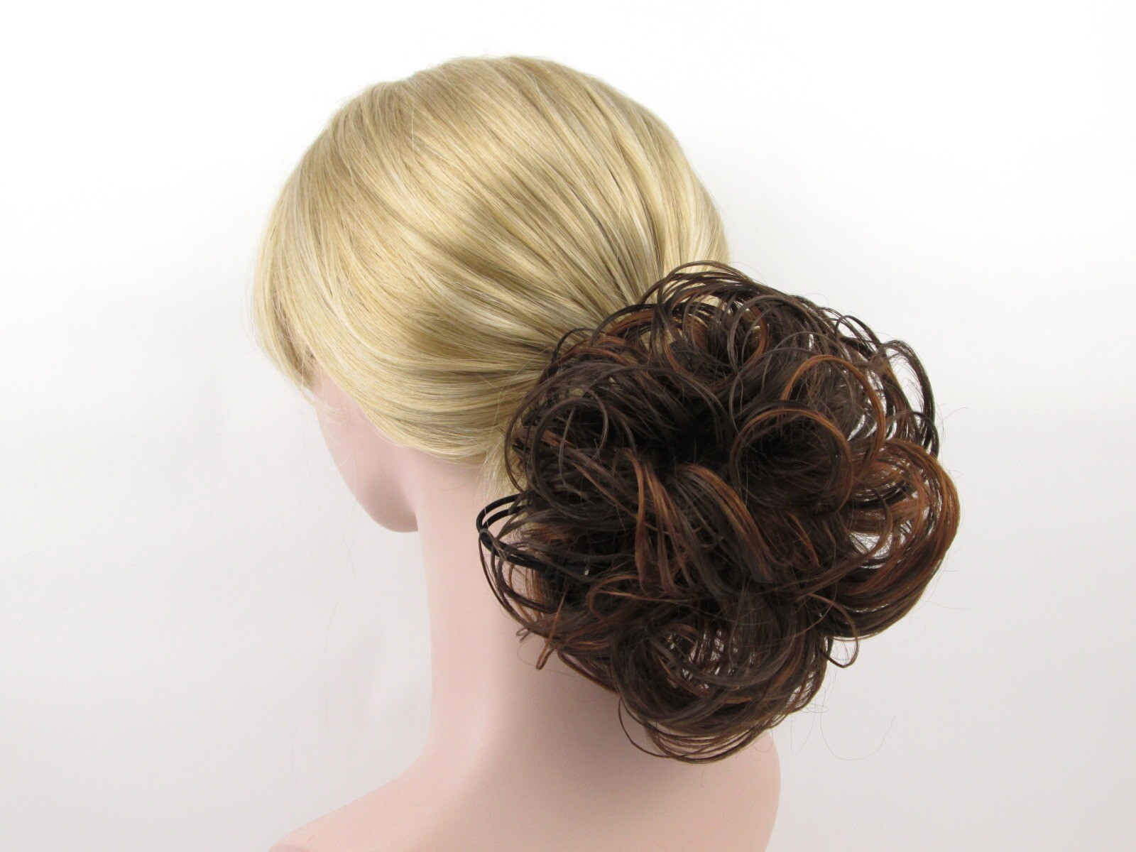 SLIGHTLY WET CURLY WAVY CHIGNON MESSY BUN UPDO DOME HAIRPIECE DRAWSTRING WIGLET