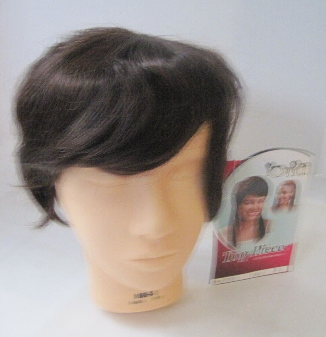 Unisex Hairpiece Dark Brown Human Hair Topper Women Thinning Hair & Male Toupee
