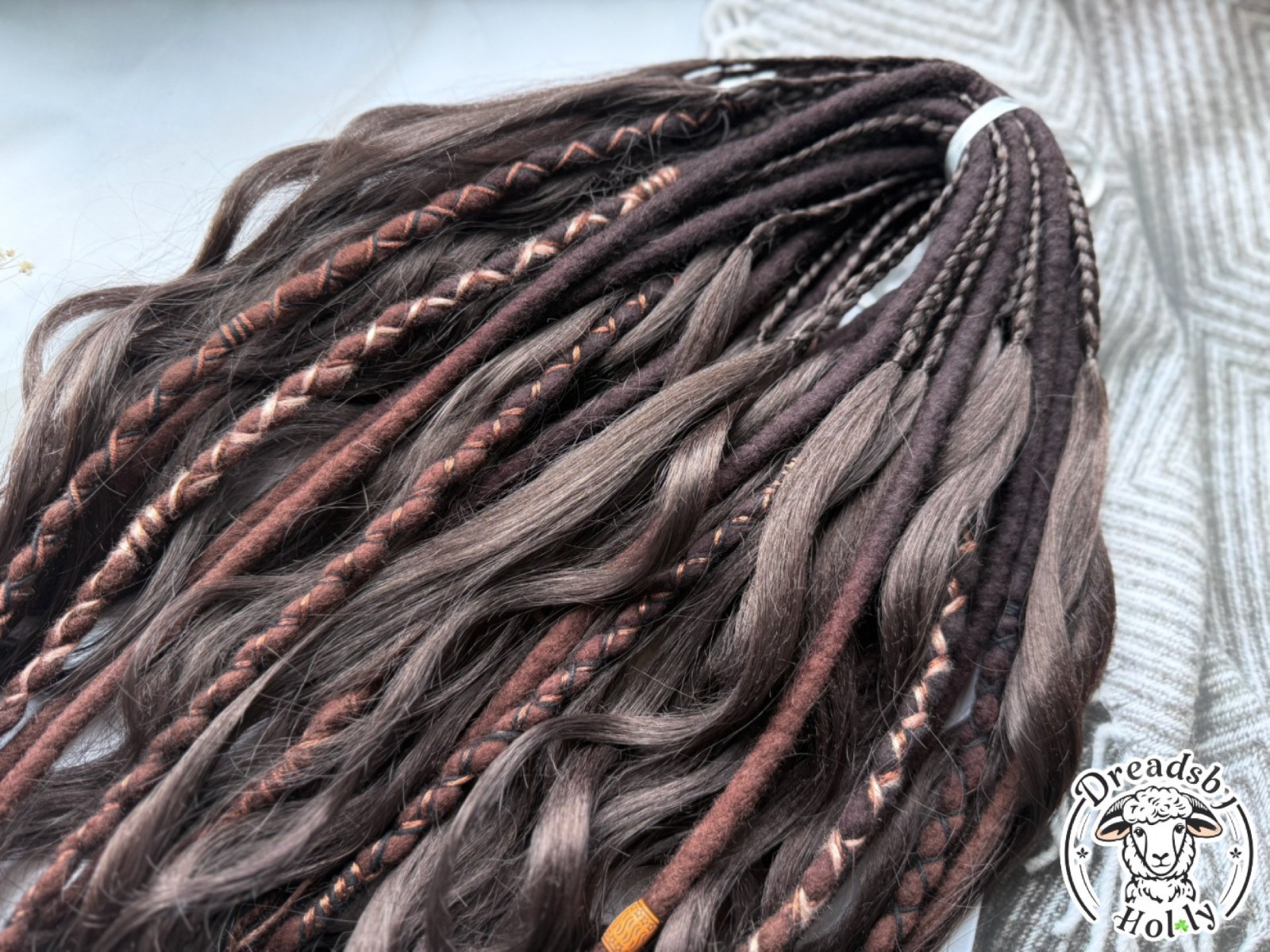 Full Set Wool Dreads Mix Braids Curls Brown DE – SUPER FAST 2-3 DAY SHIPPING USA