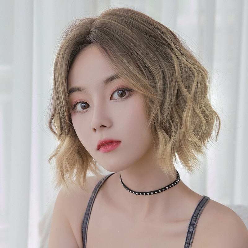 1 Set Medium Short Lace Wavy Heat Resistant Curly Wigs Hairs Lady Fashion Daily