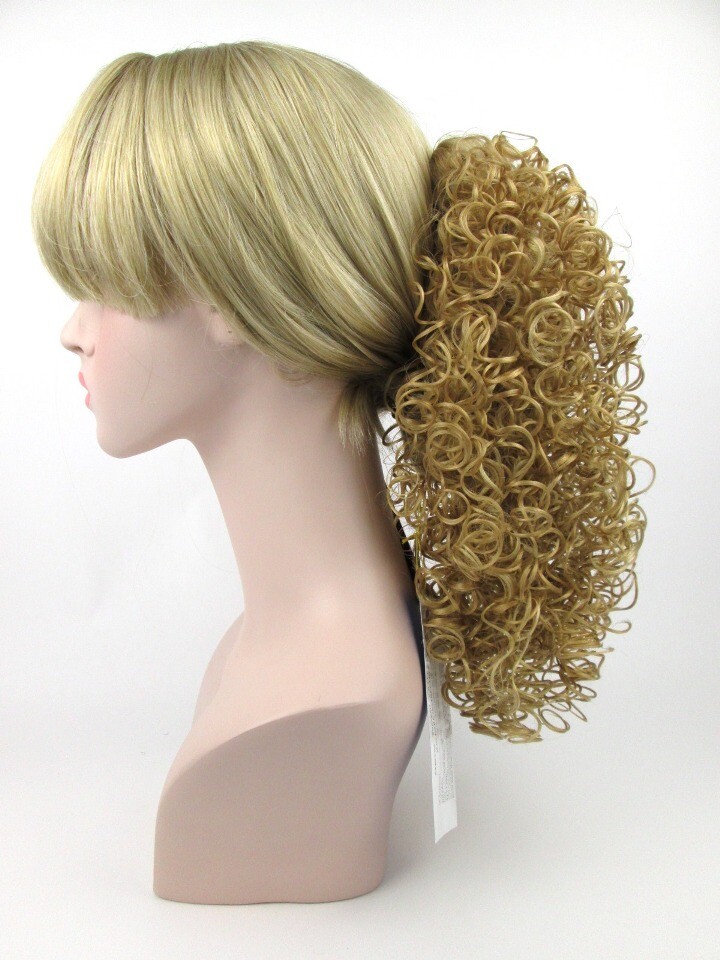 15″ LONG SPIRAL CURLS CURLY HAIR PONYTAIL HAIRPIECE CLAW CLIP WET LOOK POPPY