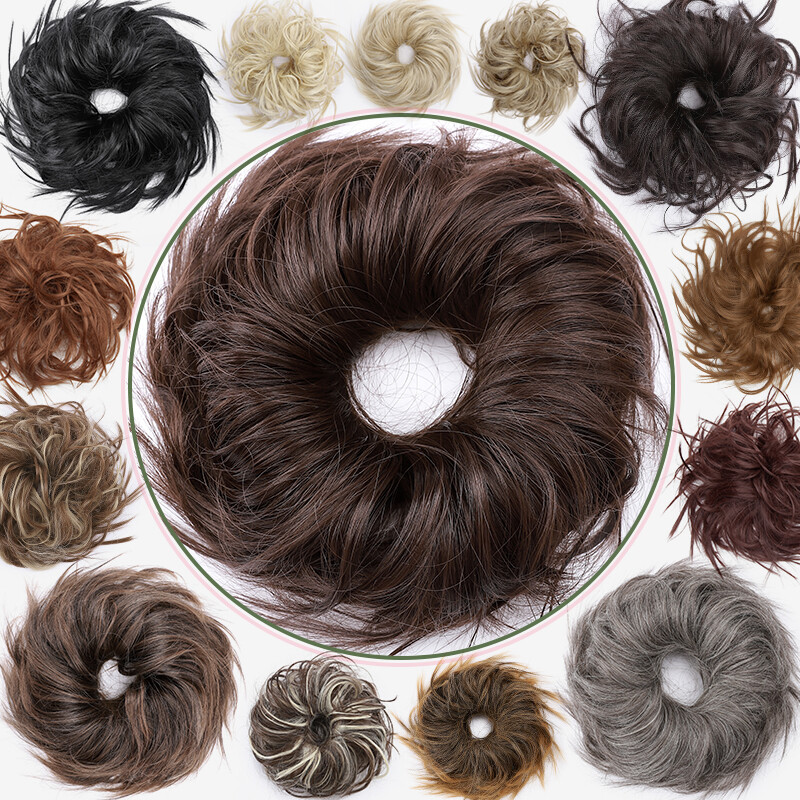 Messy Curly Fake Hair Bun Piece Extensions Hairpiece Hair Clip In Scrunchie 45g