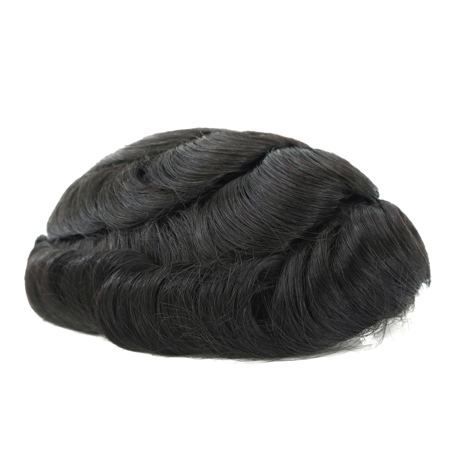 Mens Toupee French Lace Front Hair System Poly Skin Hairpiece Hollywood 7X9 #1C