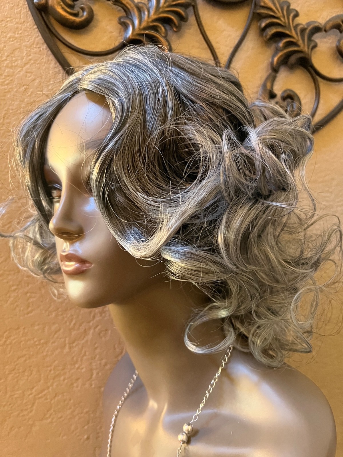 Grey Curly Density Wave Hair Wig for Women/ High Quality No Lace Front.