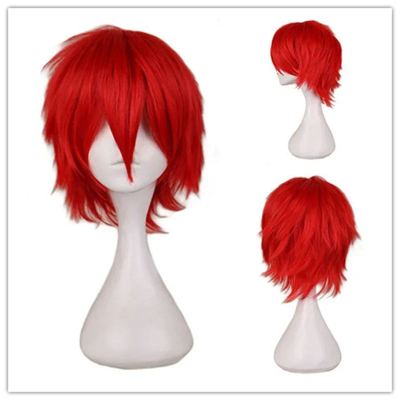 Universal Short Cosplay Wig Silver Red Pink Blonde Grass Green Black Straight
