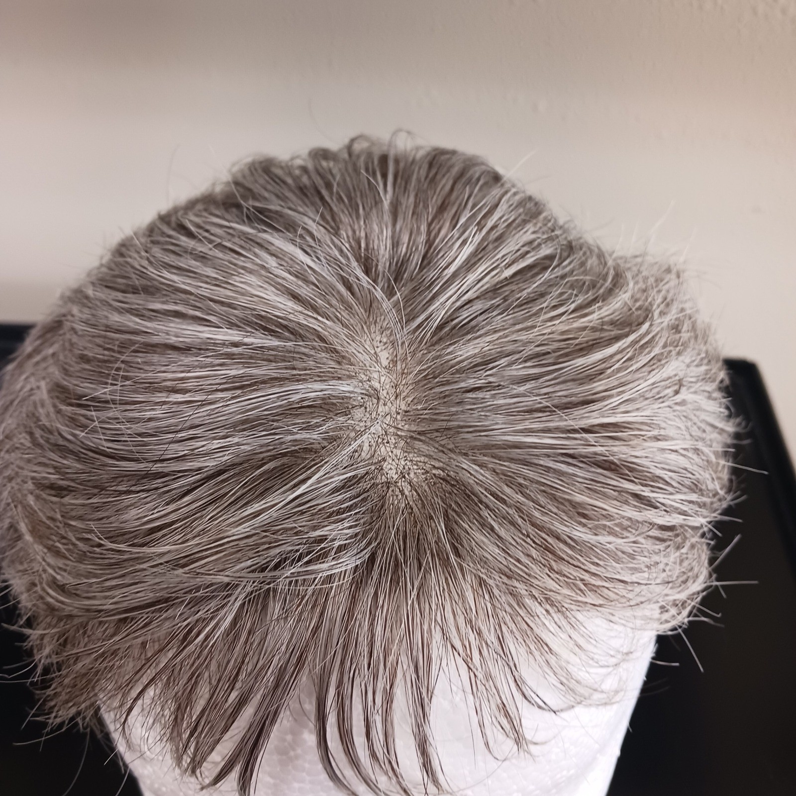 Color #260 Short Layered Salt Pepper Grey Synthetic brown human Hair Piece