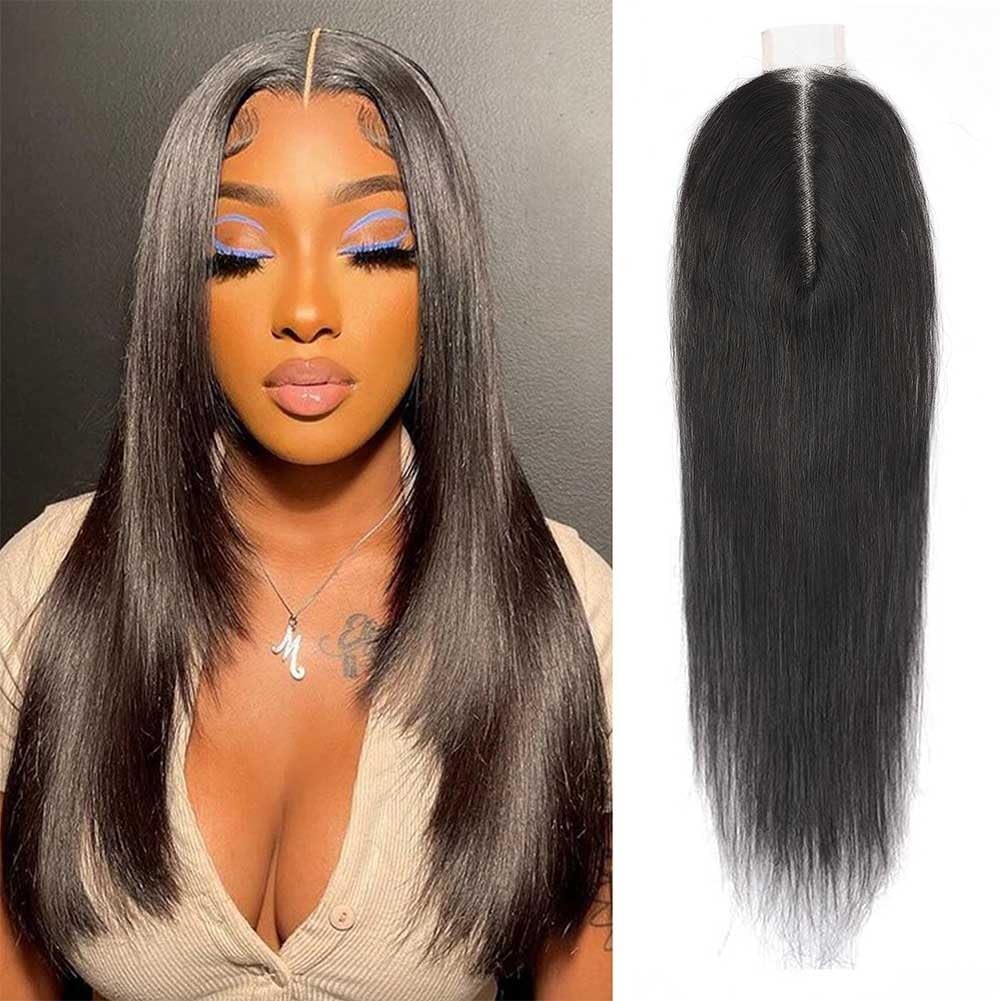 HD Invisible Lace Closure 2×6 Brazilian Remy Human Hair 1B Natural Black 14 inch