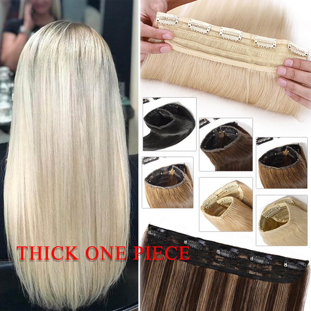U Shape Russian 100% Remy Human Hair Extensions One Piece Clip In Weft Full Head