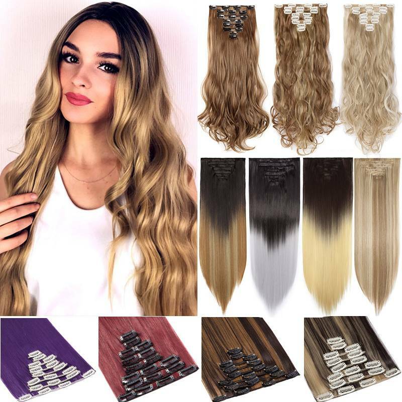 CLEARANCE Clip in as Human Hair Extensions Full Head 100% Real Hair Mix Blonde