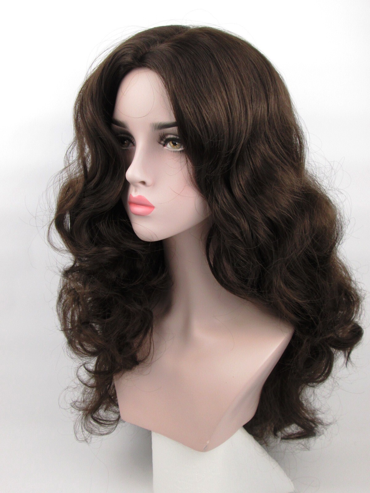 WOMENS LONG LOOSE SOFT CURLS CURLY WAVY LAYERED WIG NO BANGS CASSIE SKIN TOP