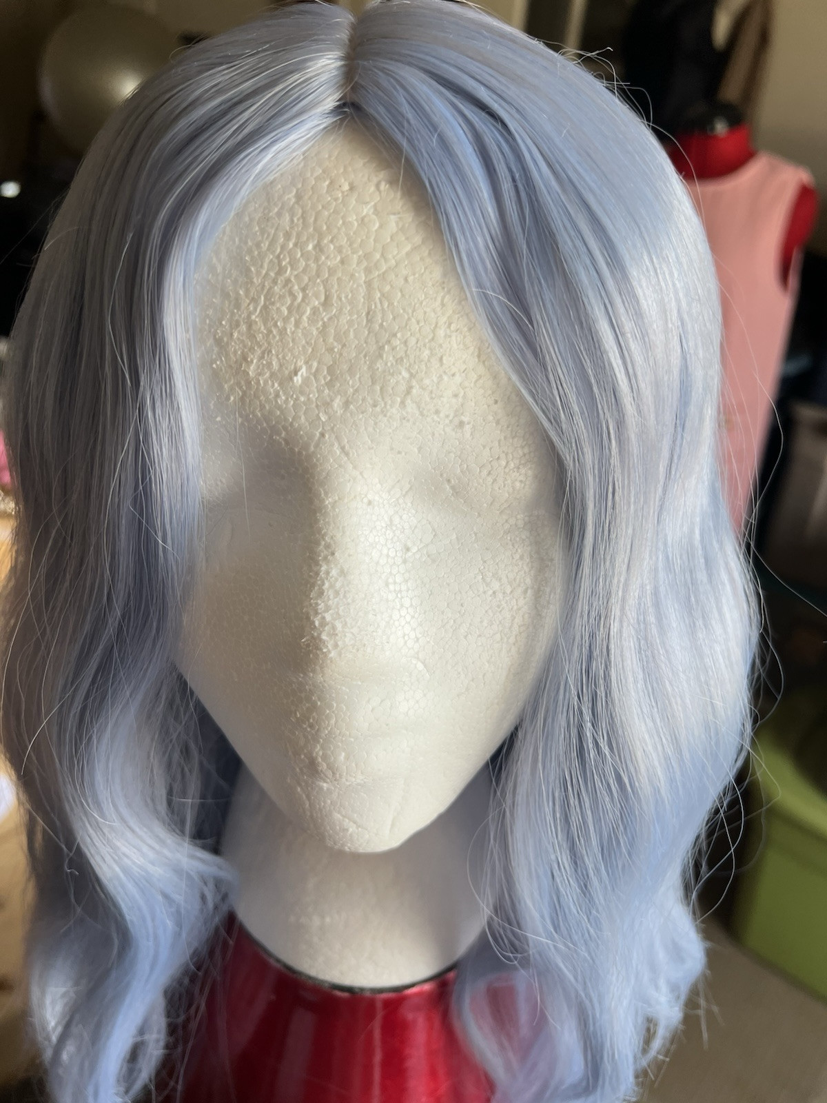 Womens Ice Blue Wavy Center Part Wavy Hair Wig.