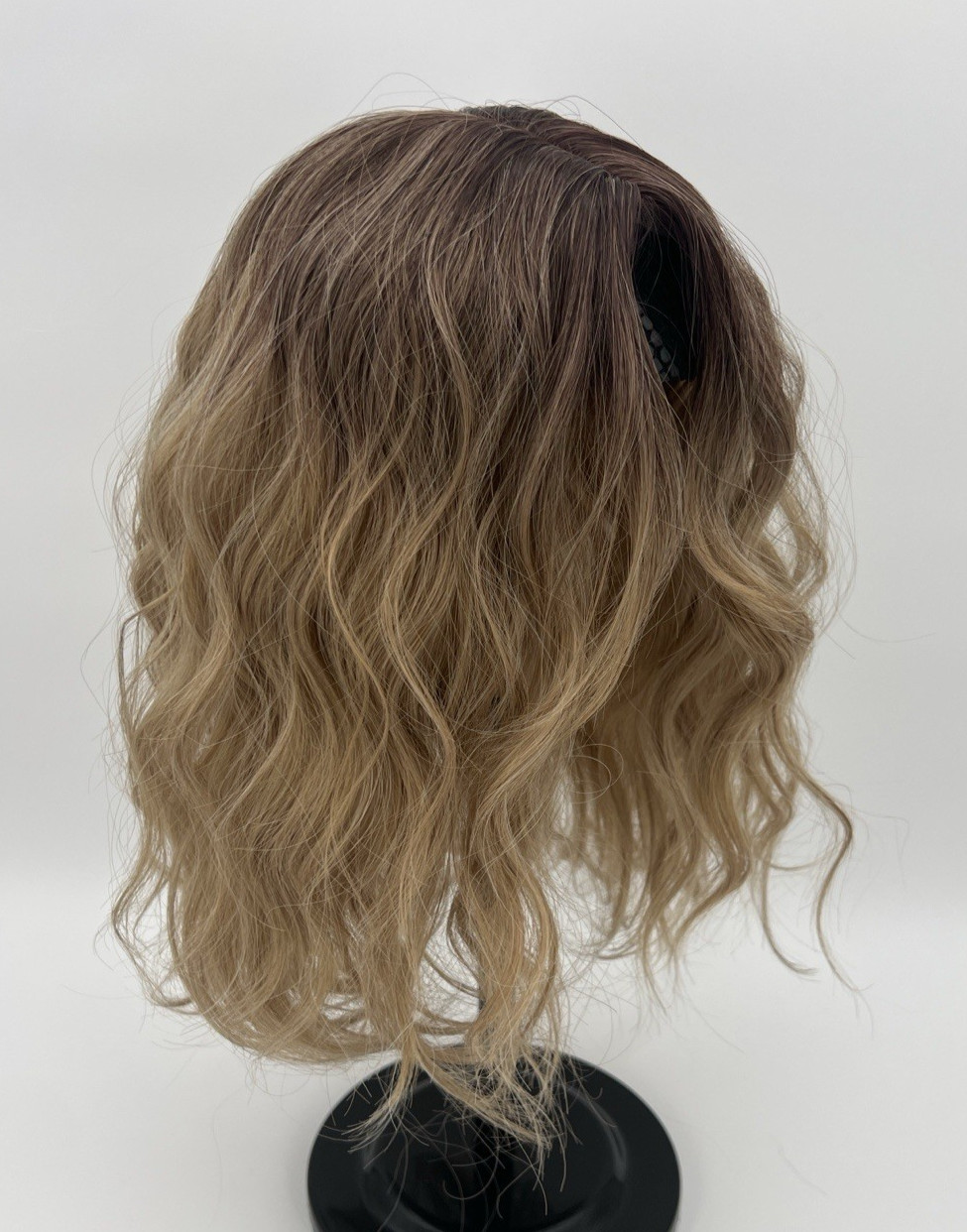 Ombre Brown Blonde w/ Dark Roots 12in Women Premium Hair Topper